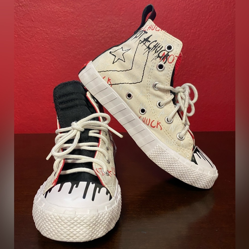 Converse not a chuck Kids High Top Sneakers Black Red and White size 13